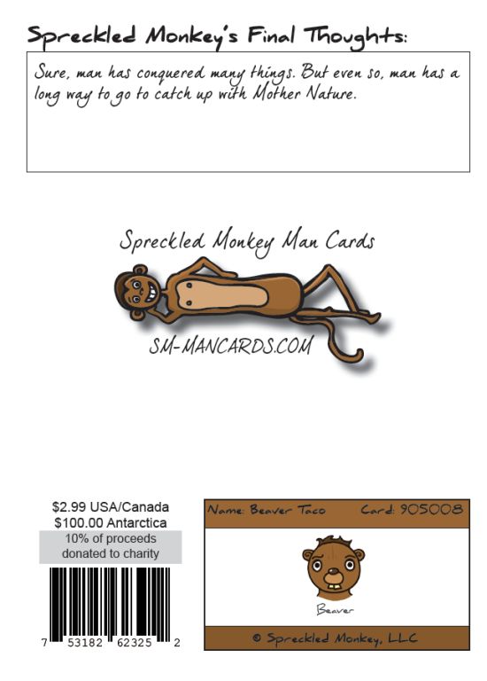 Back of "Beaver Taco" card