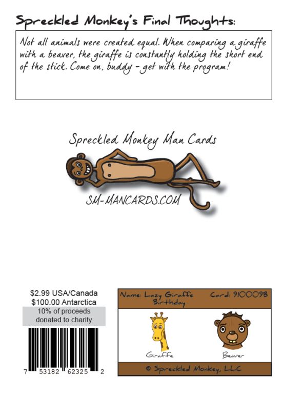 Back of "Lazy Giraffe (Birthday)" card
