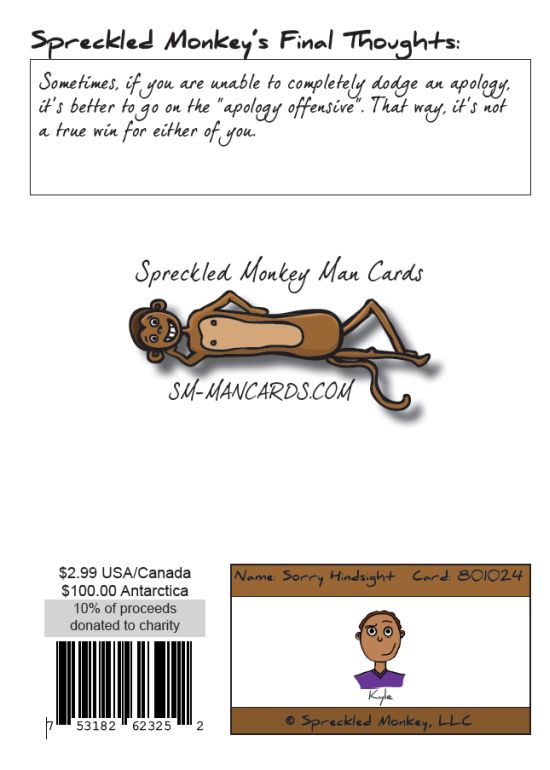 Back of "Sorry Hindsight" card
