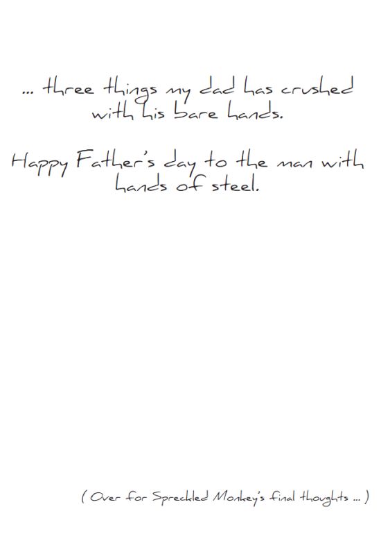 Inside of "Crushed Bare Hands" card