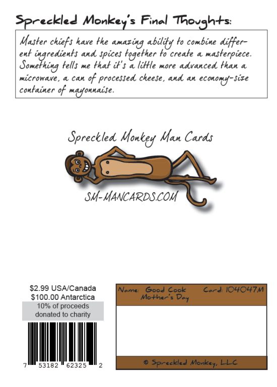 Back of "Good Cook (Mothers Day)" card