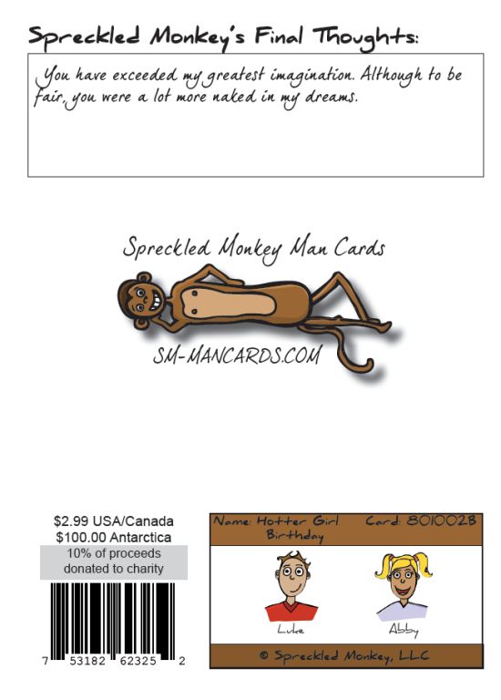 Back of "Hotter Girl (Birthday)" card