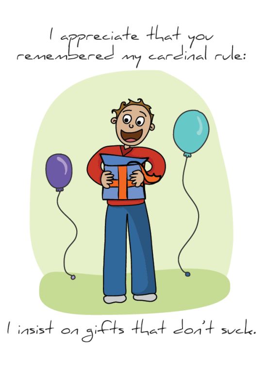 Front of "Non Sucky Gifts" card