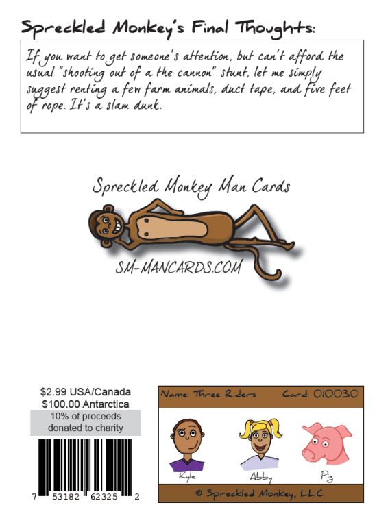 Back of "Three riders" card