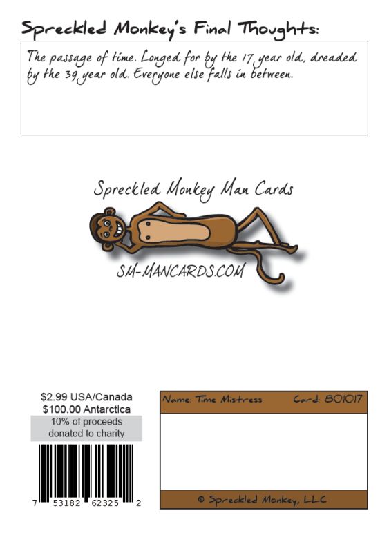 Back of "Time Mistress" card